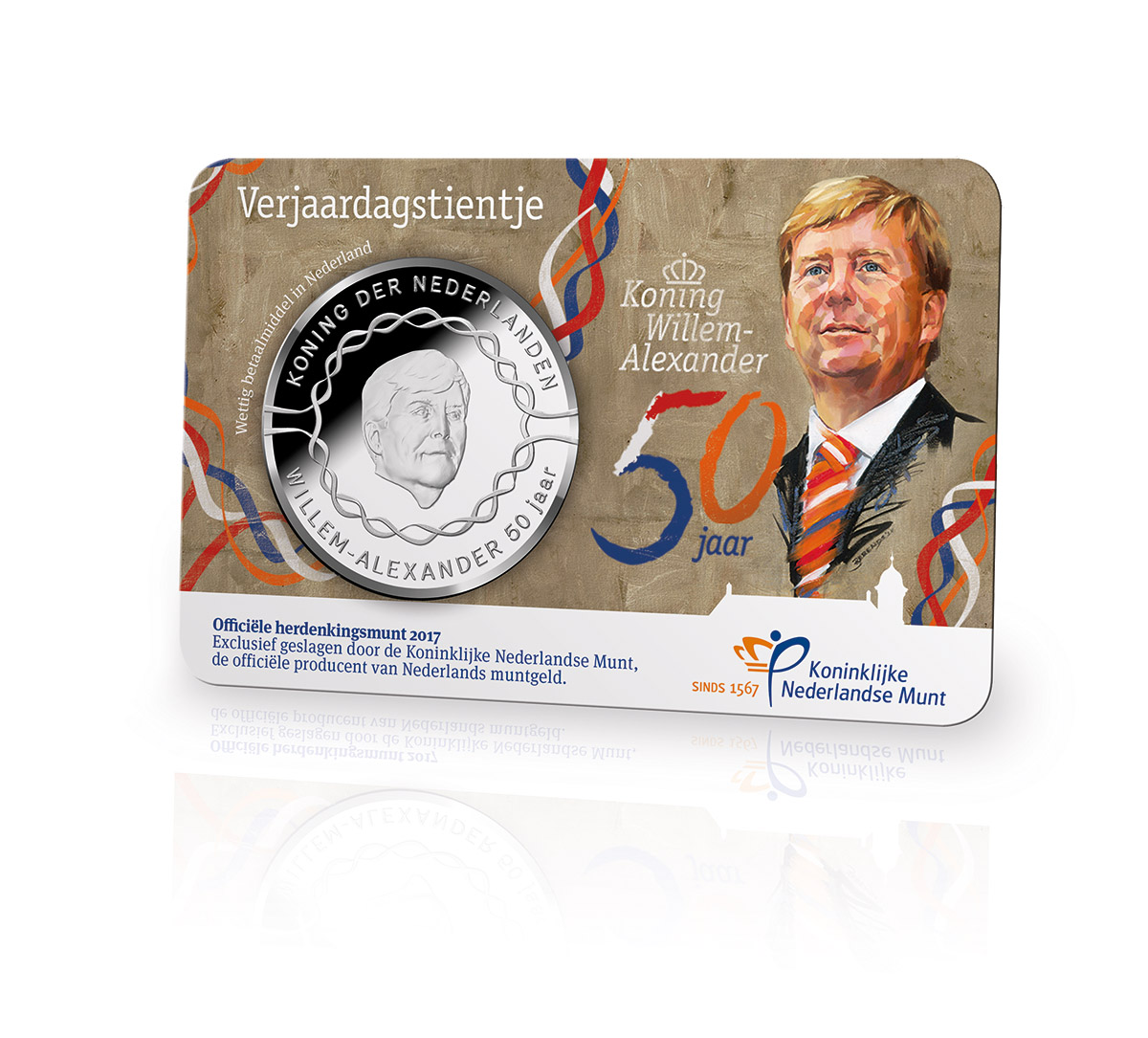 (afbeelding voor) Nederland 10 euromunt 2017 UNC verjaardagstientje in coincard