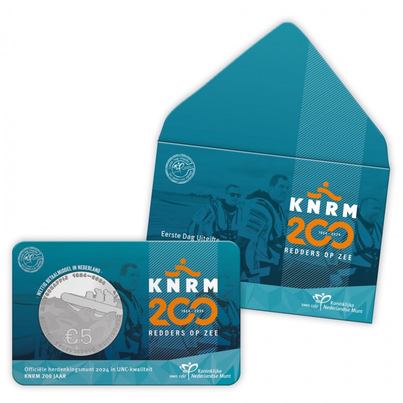 (afbeelding voor) Nederland KNRM 200 jaar Vijfje 2024 1e dag Uitgifte