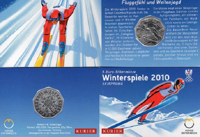 (afbeelding voor) 5 Euro Oostenijk 2010 Skieer in Blister