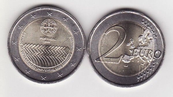 (afbeelding voor) 2 Euromunt Portugal 2008 Mensenrechten UNC