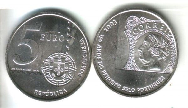 (afbeelding voor) 5 Euromunt Portugal 2003 UNC