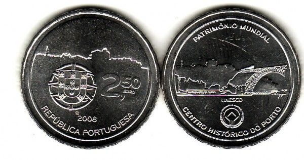 (afbeelding voor) 2,5 Euro Portugal UNESCO 2008 Centrum Porto