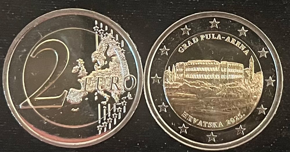 (afbeelding voor) 2 Euromunt Kroatie 2025 Pula UNC