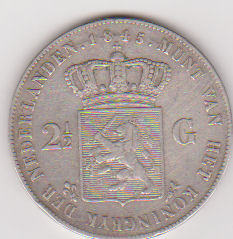 2,5 Gulden 1845 STREEPJE ZF/ZF-