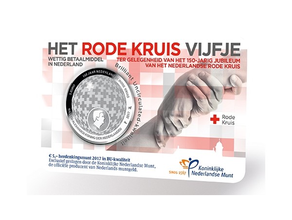(afbeelding voor) Nederland het Rode Kruis vijfje 2017 BU in coincard