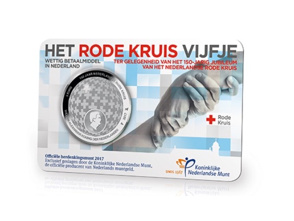 (afbeelding voor) Nederland het Rode Kruis vijfje 2017 UNC in coincard