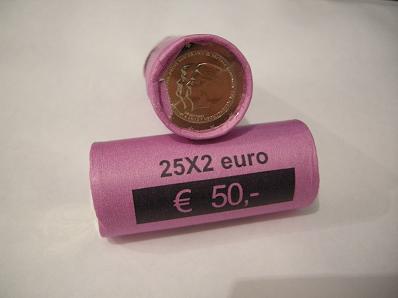 (afbeelding voor) Muntrol 2 euromunten Nederland 2013 Dubbele kop