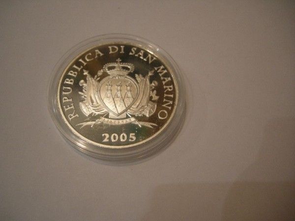 (afbeelding voor) 10 Euro zilver proof San Marino 2005 in capsule.