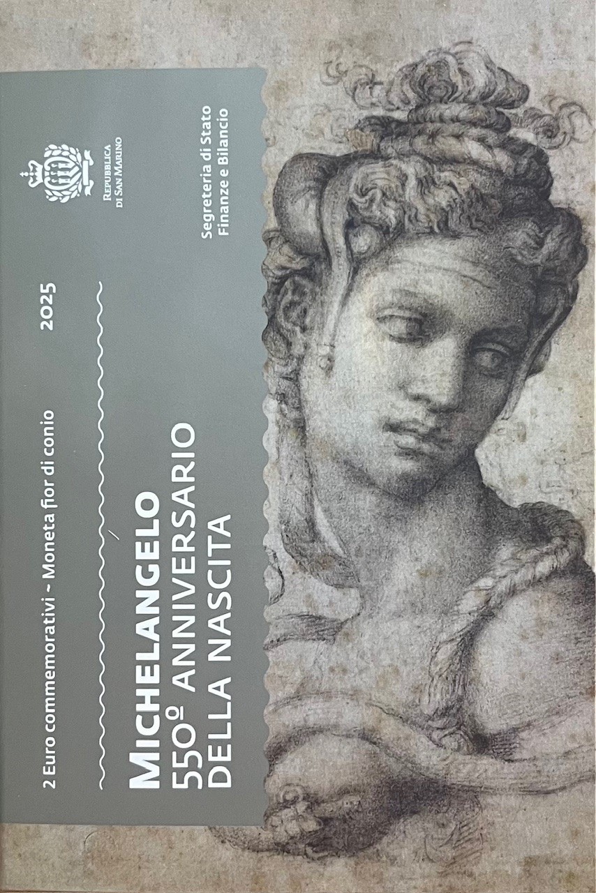 (afbeelding voor) San Marino 2 euromunt 2025 Michelangelo in blister