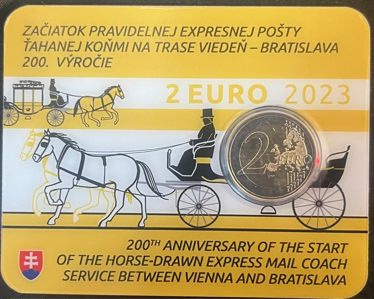 (afbeelding voor) 2 Euromunt Slowakije 2023 Post te Paard in coincard