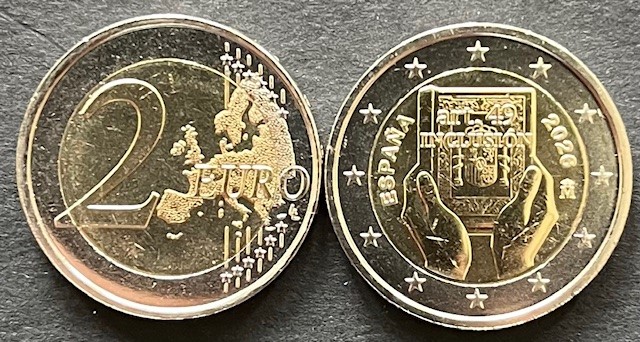 (afbeelding voor) 2 Euromunt Spanje 2026 Bescherming van Mensen met beperking UNC