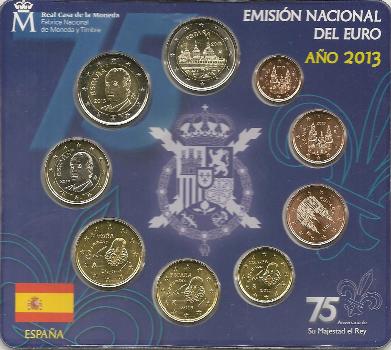 (afbeelding voor) BU set Spanje 2013 met 2 x 2 euromunt