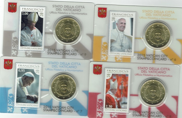 (afbeelding voor) Vaticaan coincard 4 x 50 cent + zegel 2015