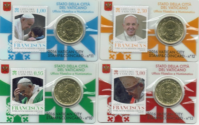 (afbeelding voor) Vaticaan coincard 4 x 50 cent + zegel 2016